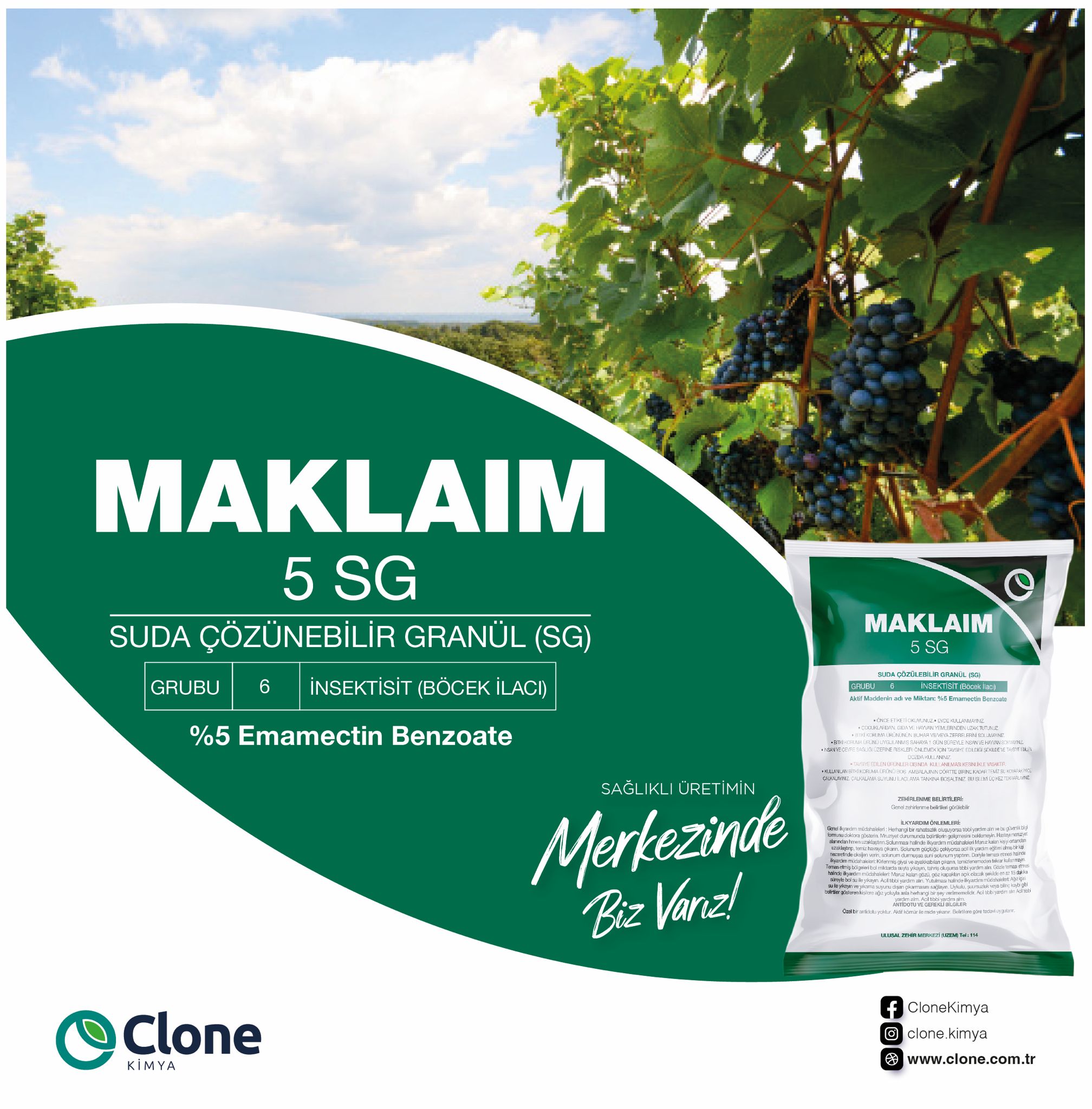 Maklaim 5 SG-"Clone Kimya Tarım San"-Türkiyə / Clone Kimya Tarım San -Türkiyə / 0.400 kq