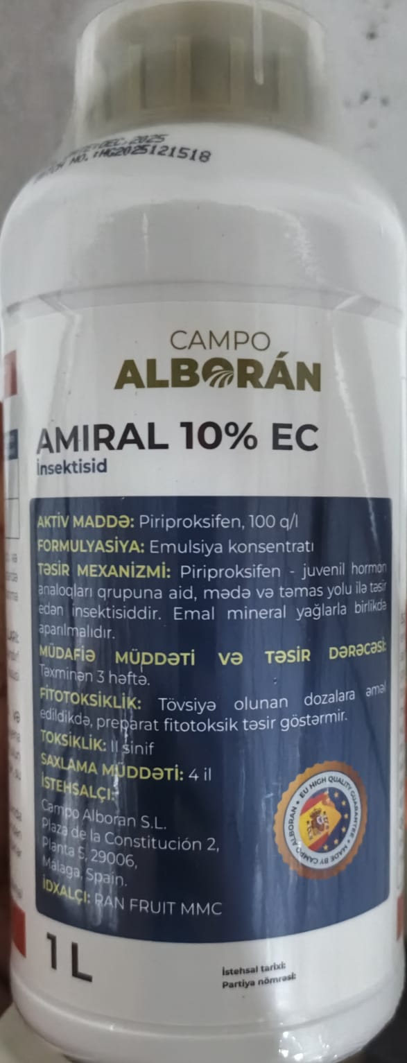 Amiral 10% EC (İnsektisid)- İspaniya Krallığının "Campo Alboran" Şirkəti / AMIRAL 10% EC / 1 litr