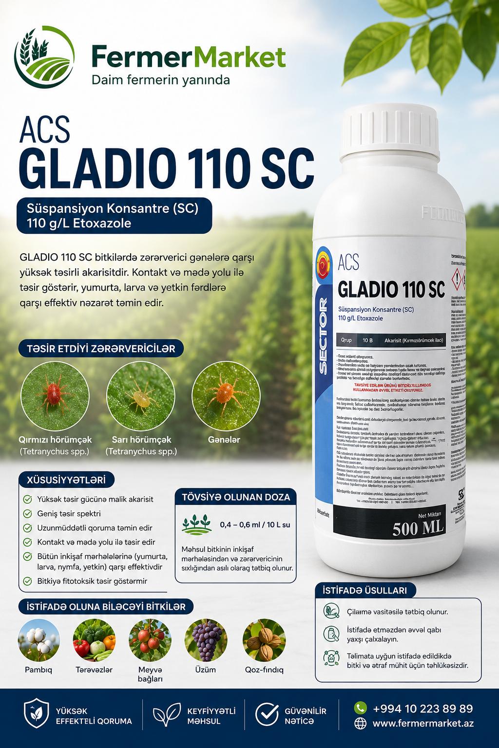 ACS Gladio 110 SC-“Sector Tarım Kimya"-Türkiyə / 0.500 litr