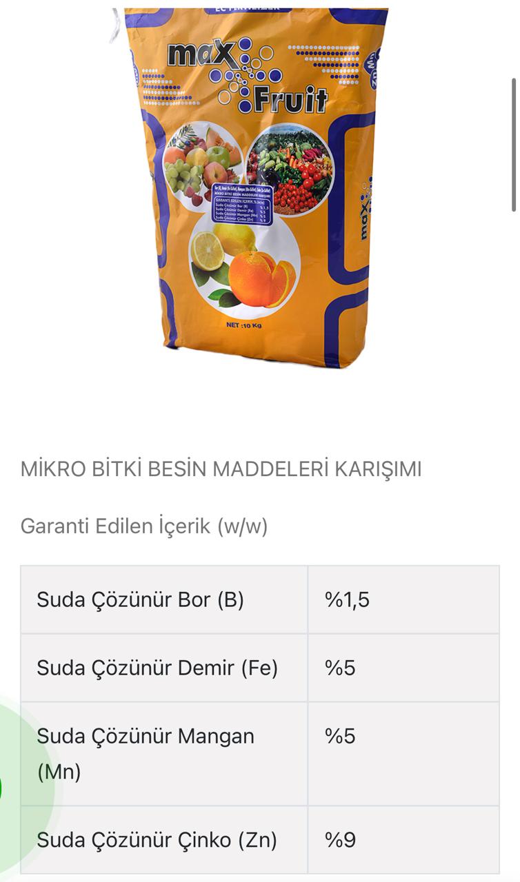 Max Fruit (Toz)-Stoller Turkey Organik Tarim San. Tic. A.Ş / 10 kq