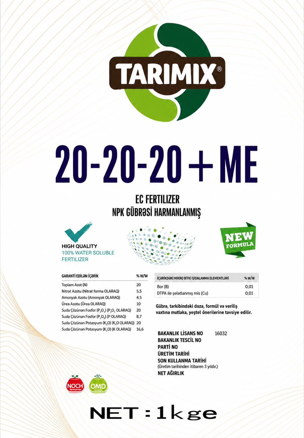 Tarimix 20-20-20+ME-"Olimpum Dış Tic.Paz.Ltd.Şti."- Türkiyə Respublikası / Olimpum Dış Tic.Paz.Ltd.Şti. / 1 litr